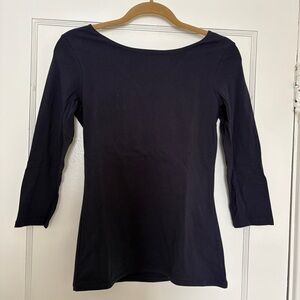 Boden Elegant Navy 3/4 Sleeve Top